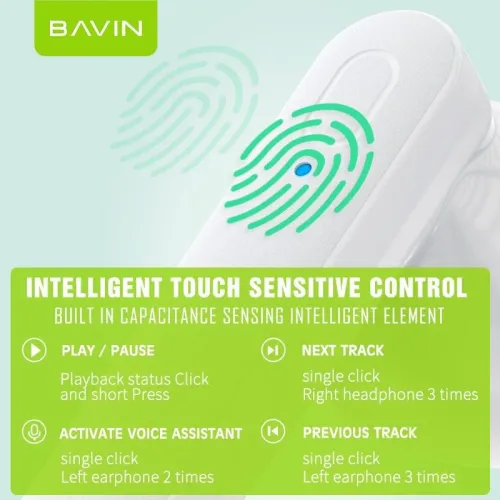 Bavin Earbuds Wireless slušalice + kabl type-C bela slika 4