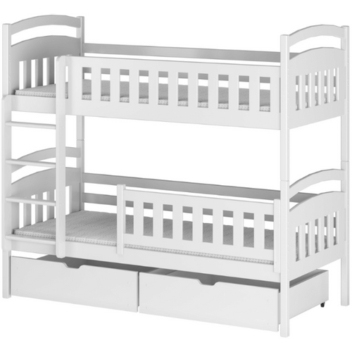 Drveni dječji krevet na kat Ignas s ladicom - bijeli - 180*80 cm slika 2