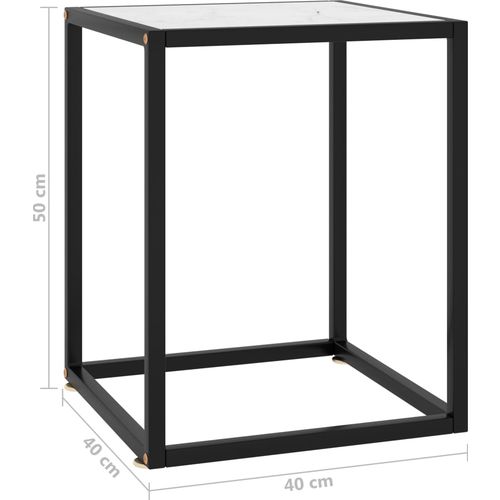 Stolić za kavu crni s bijelim mramornim staklom 40 x 40 x 50 cm slika 5