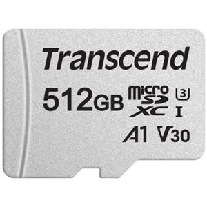 Transcend TS512GUSD300S-A 512GB microSD w/ adapter, UHS-I U3 V30 A1, Read/Write up to 100/85 MB/s