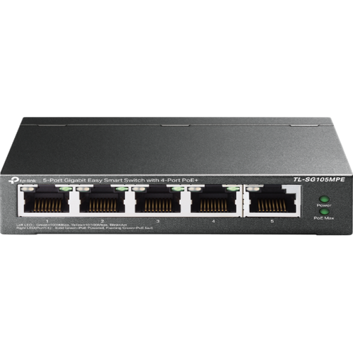 TP-LINK switch Gigabit 5x RJ45 10/100/1000Mbps, Easy Smart, 4-Port PoE+ slika 1