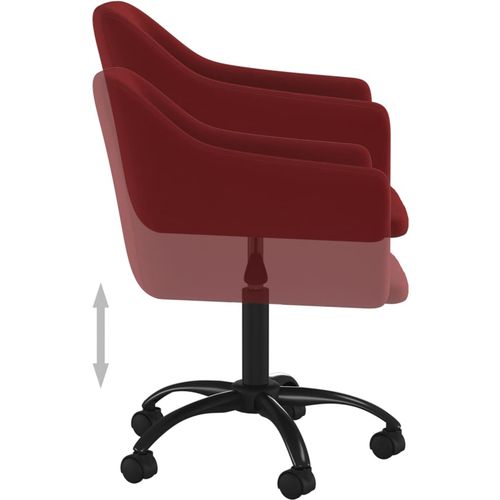 Okretna uredska stolica crvena boja vina baršunasta slika 7