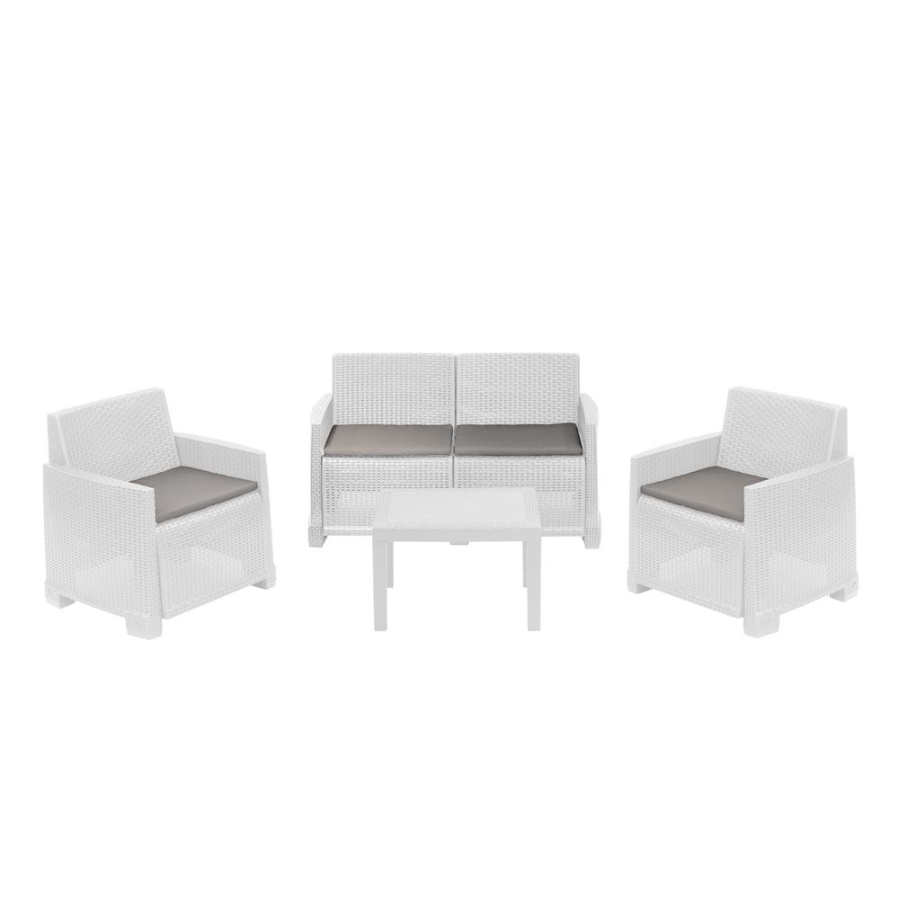 PROGARDEN set ISEO rattan sa jastucima bijeli slika 1