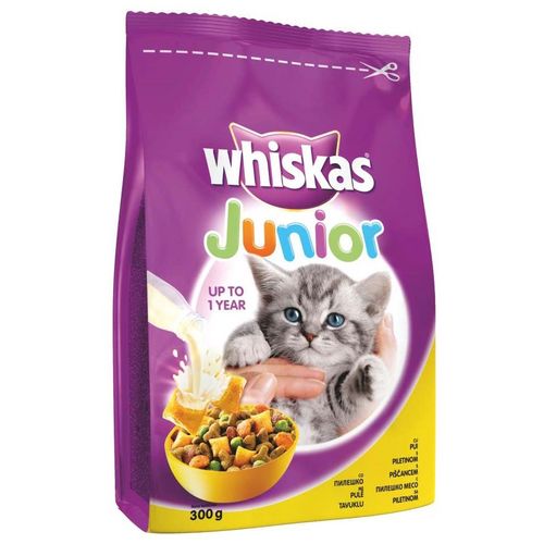 WHISKAS Suha hrana JUNIOR Piletina 2-12 mjeseci, potpuna hrana za mačiće, 300 g slika 1