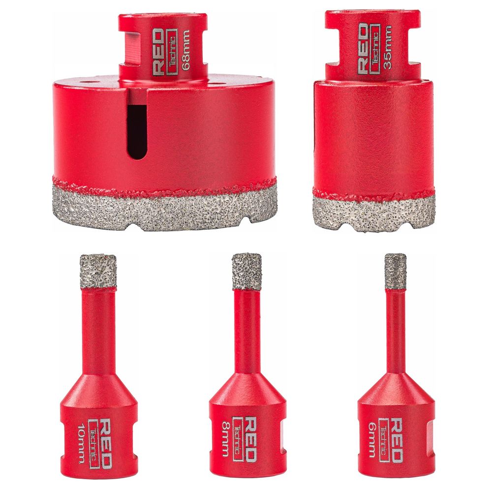 Set od 5 dijamantnih kruna za bušilicu 6–68 mm + adapter HEX M14 – RTZOD0045 slika 11