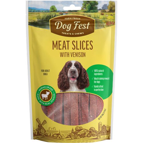 Dog Fest Meat Slices Venison, poslastica za pse, trakice s divljači, 90 g slika 1