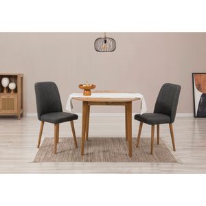 Vina 1053 - Atlantic Pine, Anthracite Atlantic Pine
Anthracite Extendable Dining Table & Chairs Set (3 Pieces)