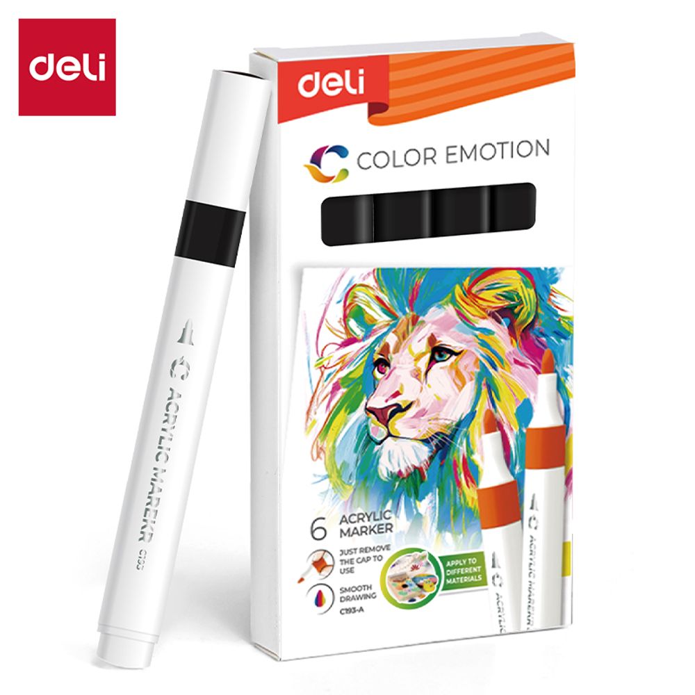 AKRILNI MARKER DELI CRNI COLOR EMOTION EC193A-Black slika 1