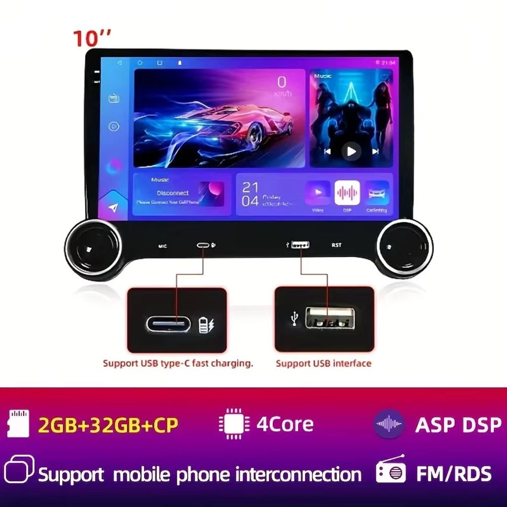 RADIO ZA AUTO ANDROID 10″ A100 2+32GB CARPLAY DRIVEONE 2K (UNIVERZALNI) slika 1