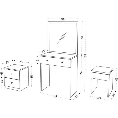 Hanah Home Nice - White White Make-up Table slika 7