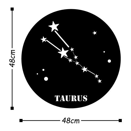 Wallity Metalna zidna dekoracija, Taurus Horoscope - Black slika 3