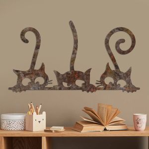 Decorative metal wall accessory Rusty Cats 1, colour: antiquation