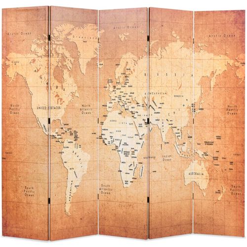 Sklopiva sobna pregrada s kartom svijeta 200 x 170 cm žuta slika 6