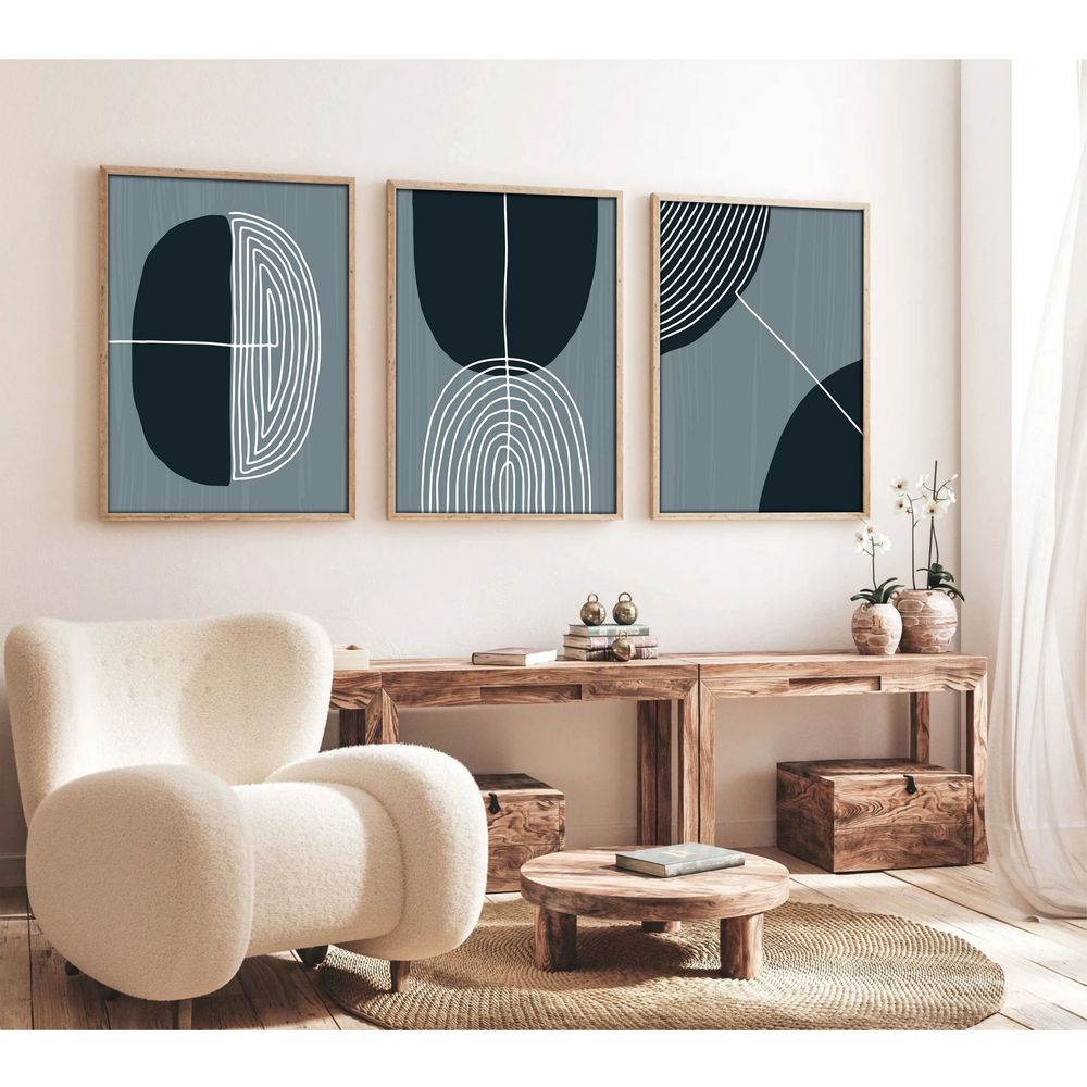 Huhu214 - Dekorativno Slikarstvo u Okviru, 50 x 70 cm, Višebojno (Set od 3 Komada) slika 4