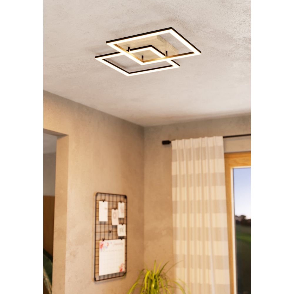 Eglo zidna/stropna LED lampa 'LOMALTAS-Z' - 2x16W, crno/bijela drvo slika 2