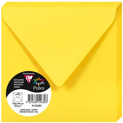 Clairefontaine kuverte Pollen 140x140mm 120gr intensive yellow 1/20 slika 1