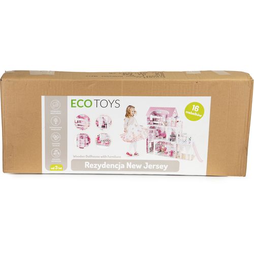 Ecotoys XXL drvena kućica za lutke s toboganom slika 8