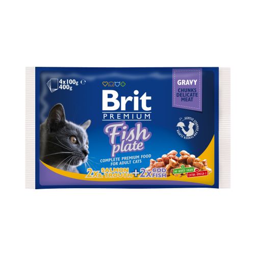 Brit Premium Cat Fish plate, riblji izbor 400 g (4 x 100 g) slika 1