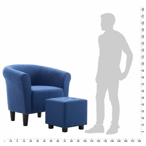 2-dijelni set fotelje i taburea od tkanine plavi slika 25