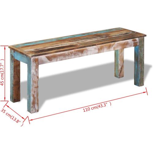 Klupa od masivnog obnovljenog drva 110 x 35 x 45 cm slika 2