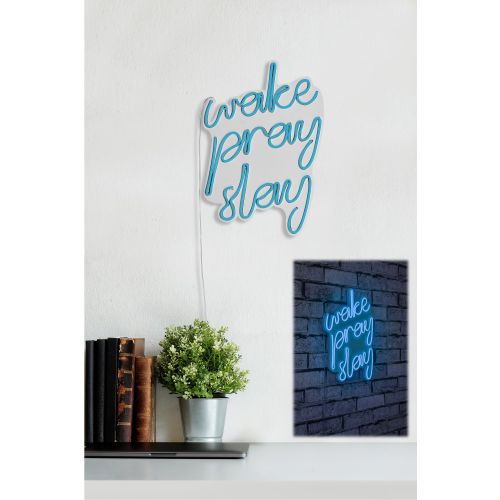 Wallity Ukrasna plastična LED rasvjeta, Wake Pray Slay - Blue slika 12