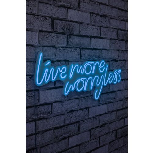 Wallity Ukrasna plastična LED rasvjeta, Live More Worry Less - Blue slika 10