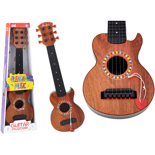 Dječja igračka gitara - Smeđa drvena trzalica slika 1