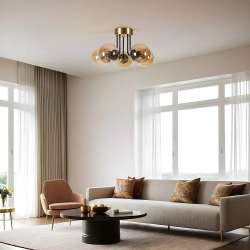 Pablo 5 Li Eskitme Bal Camlı Avize Amber
Gold
Black Chandelier slika 1