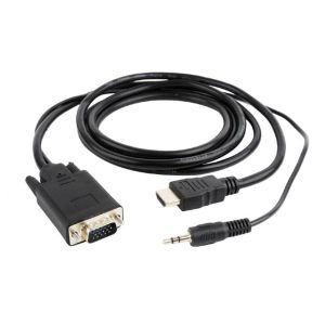 Gembird HDMI to VGA and audio adapter cable, single port, black 3m