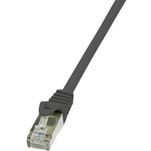 LogiLink CP1073S RJ45 mrežni kabel, Patch kabel cat 5e F/UTP 5.00 m crna sa zaštitom za nosić 1 St. slika 1
