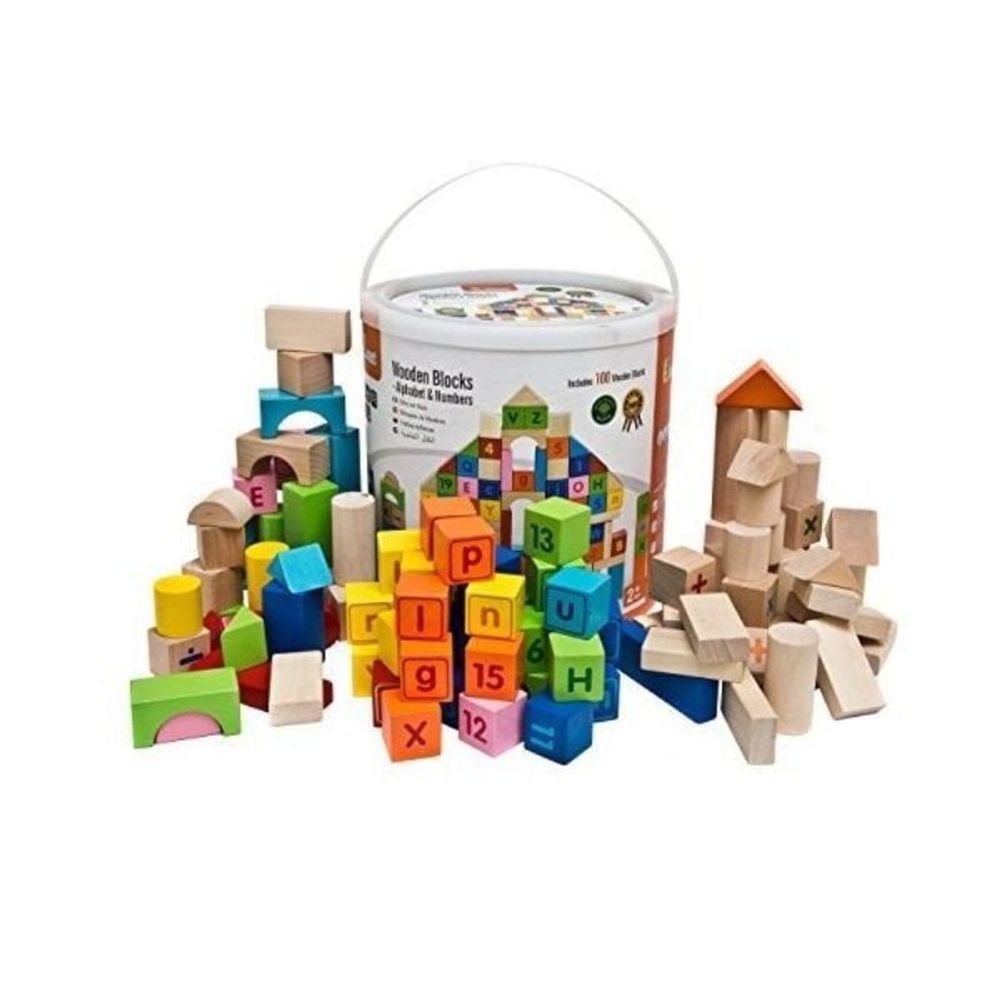 Viga Wooden Blocks Alphabet & Numbers - Drvene kocke slova i brojevi, 100kom slika 1
