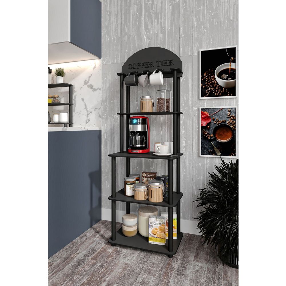 Kafe polica "Lungo", crna boja slika 1