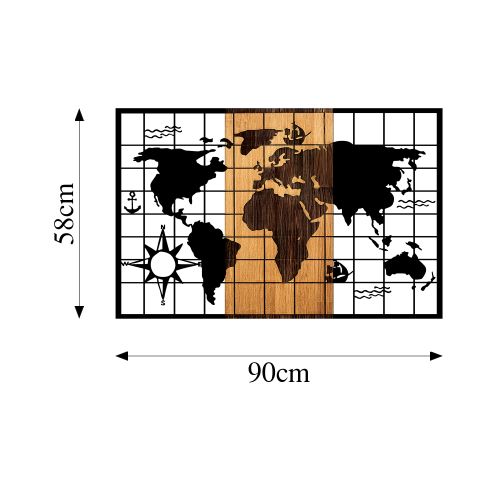 Wallity Drvena zidna dekoracija, World Map - 325 slika 7