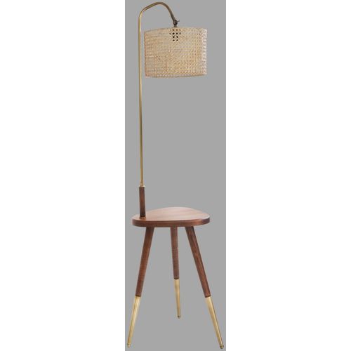 Demet Eskitme Lambader Silindir Rattan Abajurlu Copper Floor Lamp slika 5