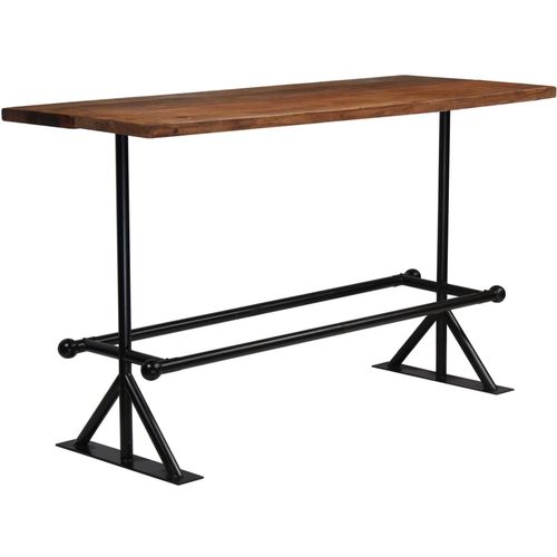 Barski stol od masivnog obnovljenog drva 180x70x107 cm tamno smeđi slika 7