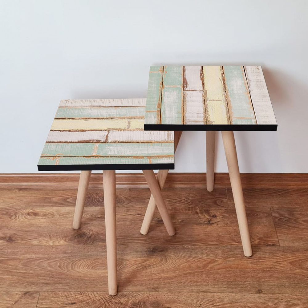 Nesting stolovi 2Shp117 - (2 komada) - boje: zelena, žuta, bijela slika 1
