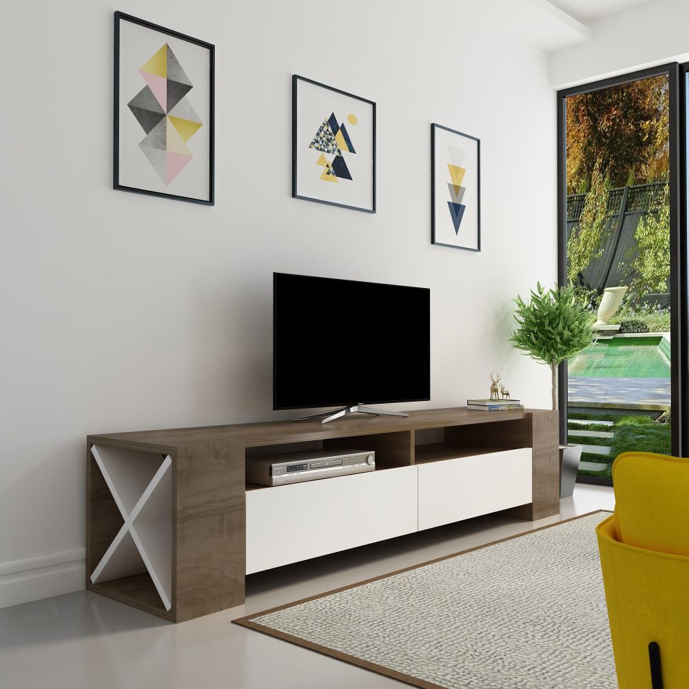 Sosruko - TV Stalak od Oraha u Bijeloj Boji slika 4