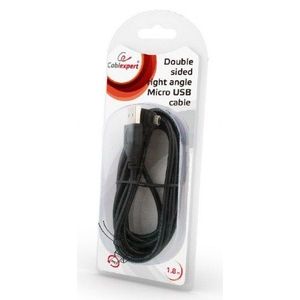 CCB-USB2-AMmDM90-6 Gembird USB 2.0 AM to Double-sided right angle Micro-USB cable, 1.8M