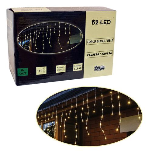 152 LED, zavjesa, toplo bijelo svjetlo slika 1