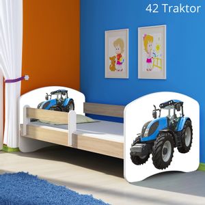 Dječji krevet ACMA s motivom, bočna sonoma 140x70 cm 42-traktor