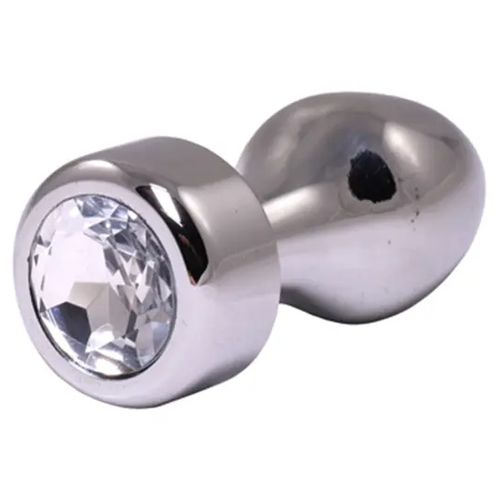 Metalni analni dildo sa belim dijamantom 8cm slika 1