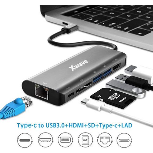 Xwave TIP-C na HDMI/USB3.0/SD/RJ-45/TIP-C/ 6in1 adapter slika 2