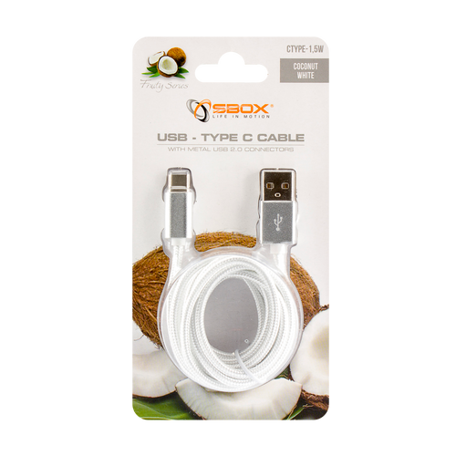 SBOX kabel USB->TYPE C M/M 1,5M Fruity bijeli slika 4