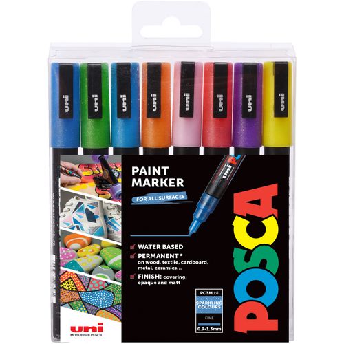 UNI POSCA marker pc-3m šljokaste boje 8/1 slika 1