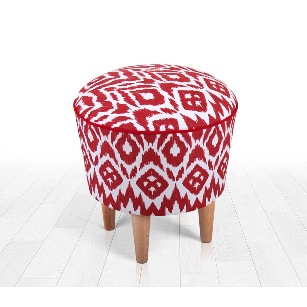Pouf Cor - Crveno-Bijeli, Elegantni Tabure slika 2