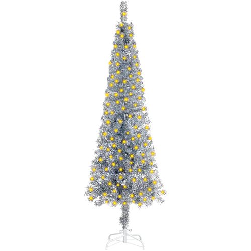 Usko božićno drvce s LED svjetlima 120 cm srebrno slika 1