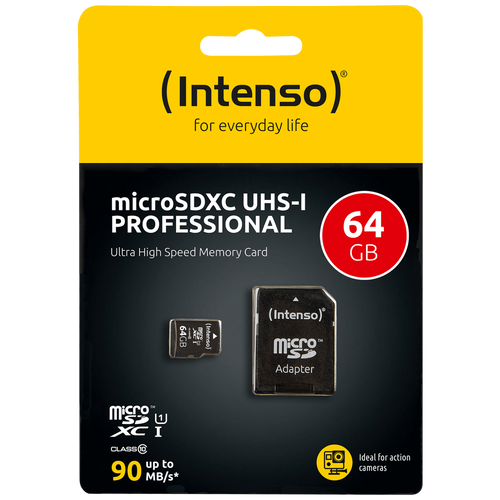 (Intenso) Micro SDHC/SDXC kartica 64GB Class 10, UHS-I +adapter, Pro - MicroSD 64GB Class10 UHS-I Pro slika 1