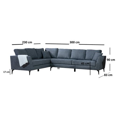 Atelier Del Sofa Kutna garnitura, Tamno siva, Tempo Corner Left (3+3R) slika 7