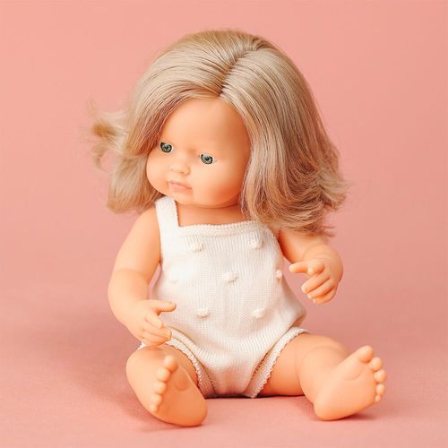 Miniland lutka dark blonde girl 38 cm Colourful slika 3
