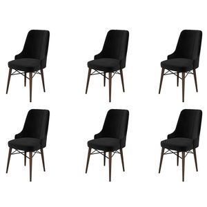 Pare - Crna, Smeđa Crno-Smeđi Set Stolica (6 Komada)